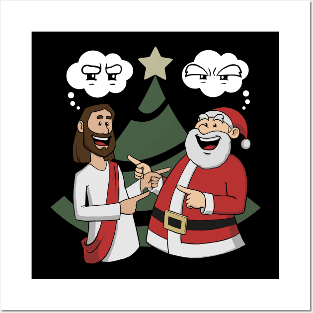 Jesus and Santa Christmas Wall Art by thelamboy